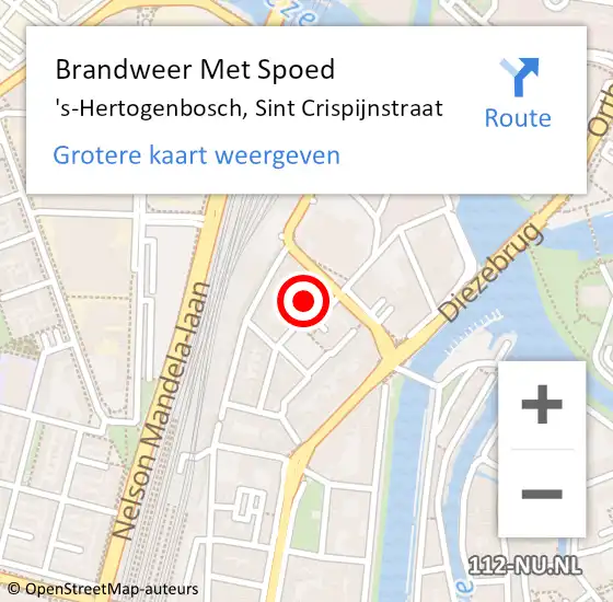 Locatie op kaart van de 112 melding: Brandweer Met Spoed Naar 's-Hertogenbosch, Sint Crispijnstraat op 15 december 2024 19:14