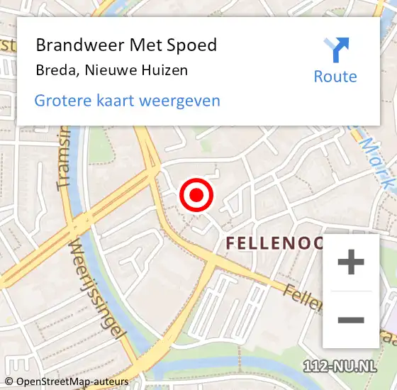 Locatie op kaart van de 112 melding: Brandweer Met Spoed Naar Breda, Nieuwe Huizen op 15 december 2024 19:39