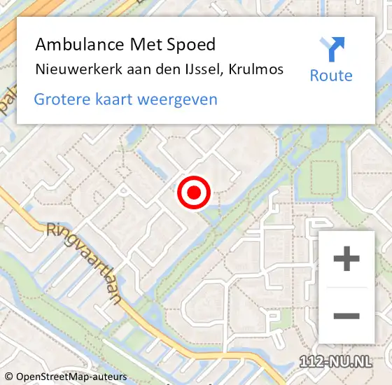 Locatie op kaart van de 112 melding: Ambulance Met Spoed Naar Nieuwerkerk aan den IJssel, Krulmos op 15 december 2024 19:41