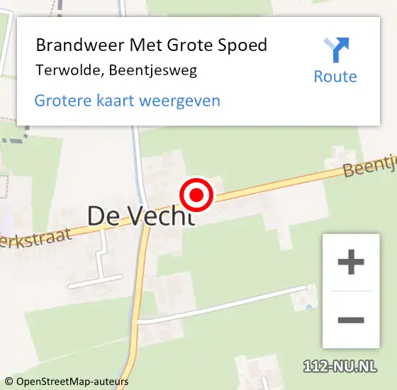 Locatie op kaart van de 112 melding: Brandweer Met Grote Spoed Naar Terwolde, Beentjesweg op 15 december 2024 19:42