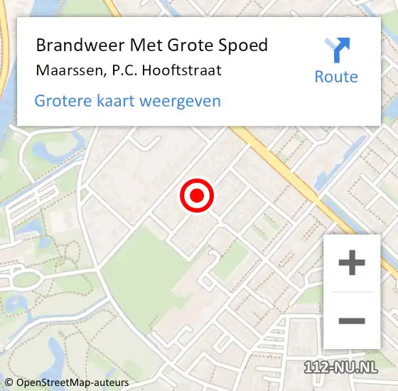 Locatie op kaart van de 112 melding: Brandweer Met Grote Spoed Naar Maarssen, P.C. Hooftstraat op 15 december 2024 19:43