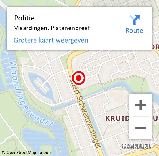 Locatie op kaart van de 112 melding: Politie Vlaardingen, Platanendreef op 15 december 2024 19:49