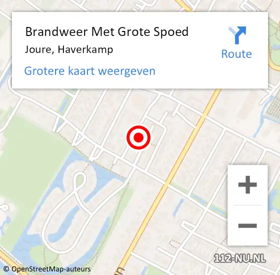 Locatie op kaart van de 112 melding: Brandweer Met Grote Spoed Naar Joure, Haverkamp op 15 december 2024 19:59