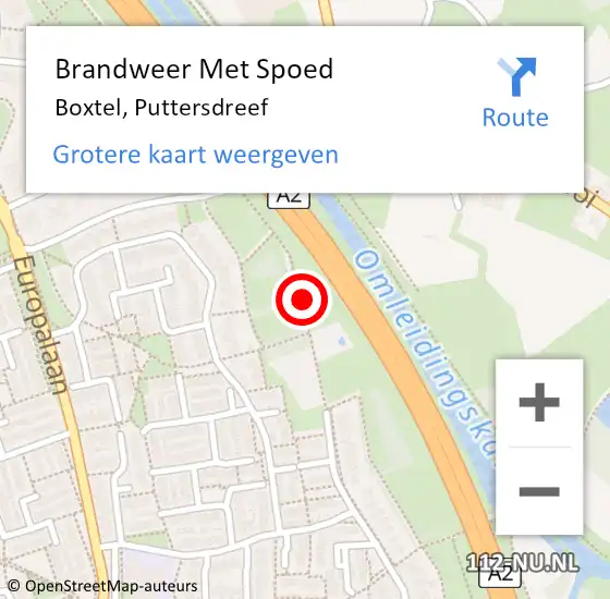 Locatie op kaart van de 112 melding: Brandweer Met Spoed Naar Boxtel, Puttersdreef op 15 december 2024 20:06