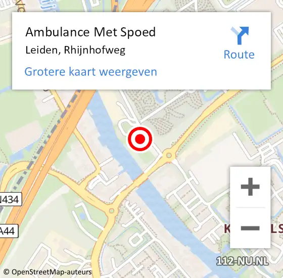 Locatie op kaart van de 112 melding: Ambulance Met Spoed Naar Oegstgeest, Rhijnhofweg op 15 december 2024 20:09