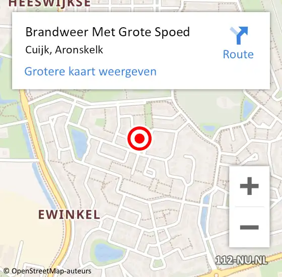 Locatie op kaart van de 112 melding: Brandweer Met Grote Spoed Naar Cuijk, Aronskelk op 15 december 2024 20:23