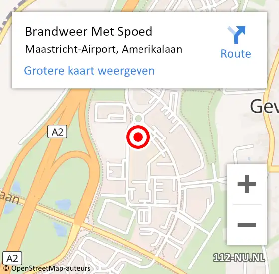 Locatie op kaart van de 112 melding: Brandweer Met Spoed Naar Maastricht-Airport, Amerikalaan op 15 december 2024 20:51