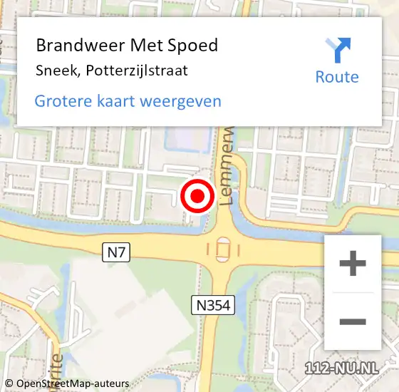 Locatie op kaart van de 112 melding: Brandweer Met Spoed Naar Sneek, Potterzijlstraat op 15 december 2024 21:15