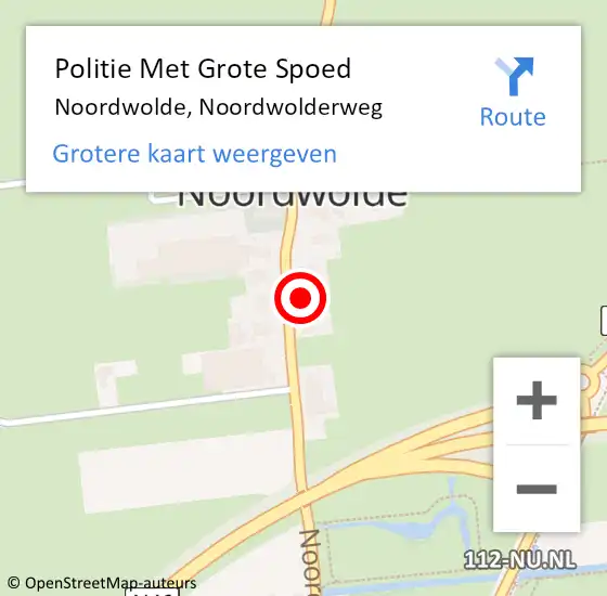 Locatie op kaart van de 112 melding: Politie Met Grote Spoed Naar Noordwolde, Noordwolderweg op 15 december 2024 21:16