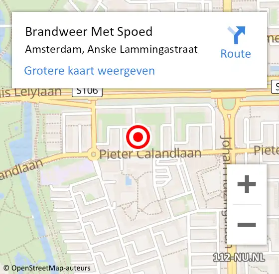 Locatie op kaart van de 112 melding: Brandweer Met Spoed Naar Amsterdam, Anske Lammingastraat op 15 december 2024 21:32