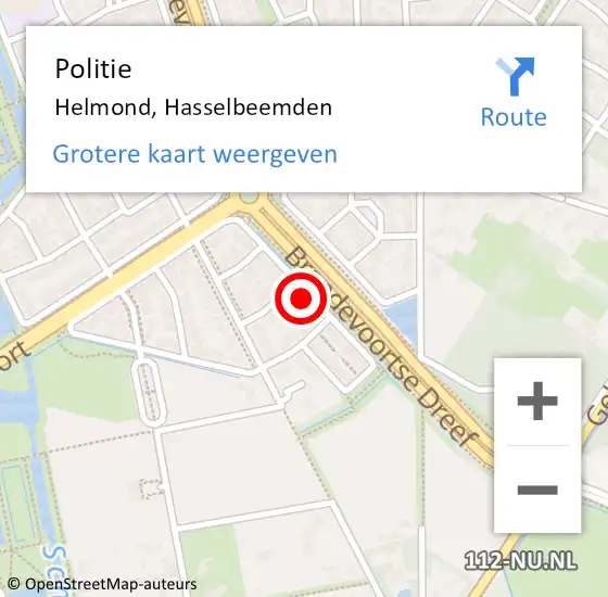 Locatie op kaart van de 112 melding: Politie Helmond, Hasselbeemden op 15 december 2024 21:36