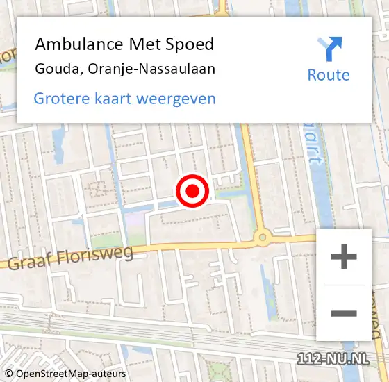 Locatie op kaart van de 112 melding: Ambulance Met Spoed Naar Gouda, Oranje-Nassaulaan op 15 december 2024 21:43