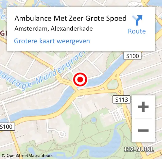 Locatie op kaart van de 112 melding: Ambulance Met Zeer Grote Spoed Naar Amsterdam, Alexanderkade op 15 december 2024 21:51