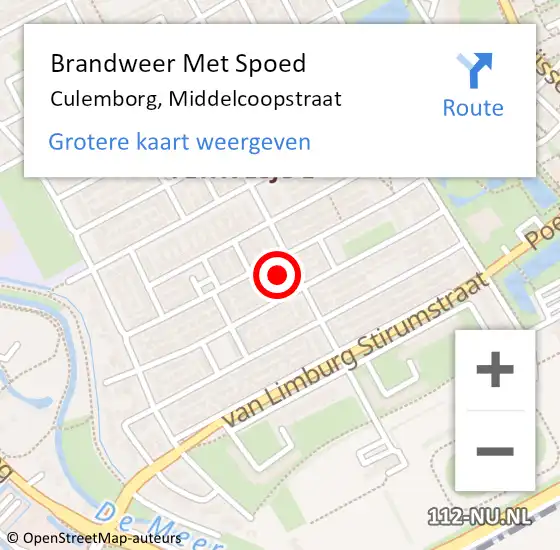 Locatie op kaart van de 112 melding: Brandweer Met Spoed Naar Culemborg, Middelcoopstraat op 15 december 2024 21:56