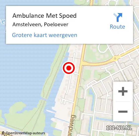 Locatie op kaart van de 112 melding: Ambulance Met Spoed Naar Amstelveen, Poeloever op 15 december 2024 22:04