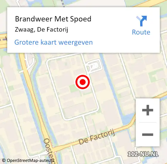 Locatie op kaart van de 112 melding: Brandweer Met Spoed Naar Zwaag, De Factorij op 15 december 2024 22:19