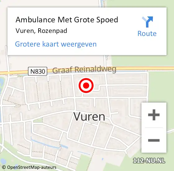 Locatie op kaart van de 112 melding: Ambulance Met Grote Spoed Naar Vuren, Rozenpad op 15 december 2024 23:00