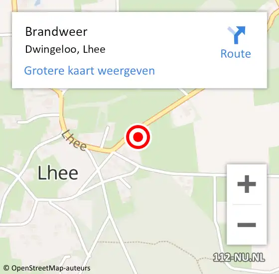 Locatie op kaart van de 112 melding: Brandweer Dwingeloo, Lhee op 15 december 2024 23:42