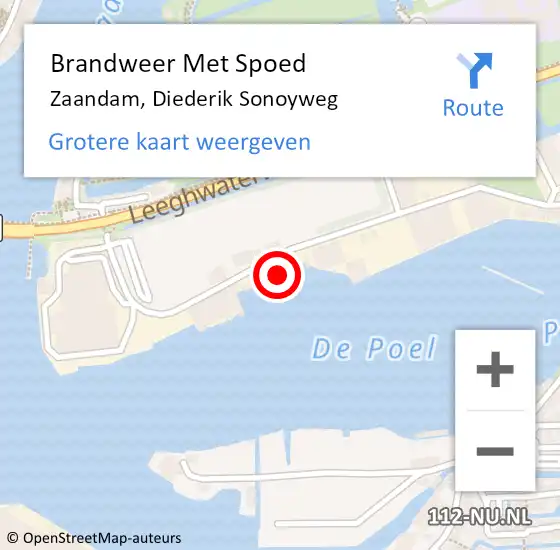 Locatie op kaart van de 112 melding: Brandweer Met Spoed Naar Zaandam, Diederik Sonoyweg op 15 december 2024 23:42