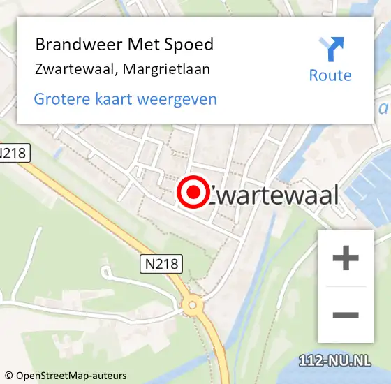 Locatie op kaart van de 112 melding: Brandweer Met Spoed Naar Zwartewaal, Margrietlaan op 16 december 2024 00:35