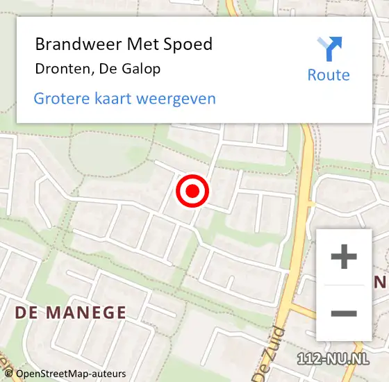 Locatie op kaart van de 112 melding: Brandweer Met Spoed Naar Dronten, De Galop op 16 december 2024 00:57