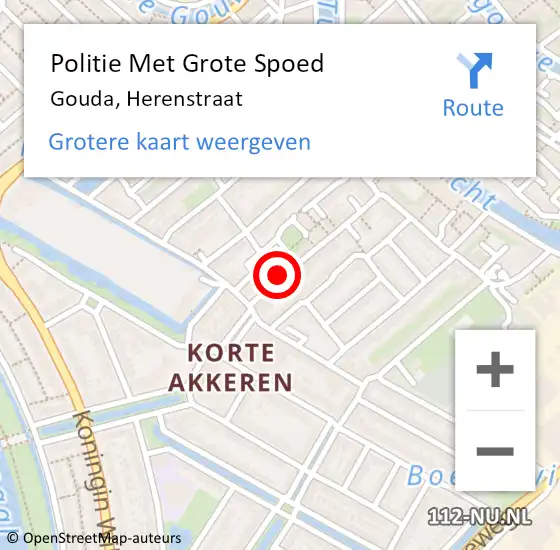 Locatie op kaart van de 112 melding: Politie Met Grote Spoed Naar Gouda, Herenstraat op 16 december 2024 02:08