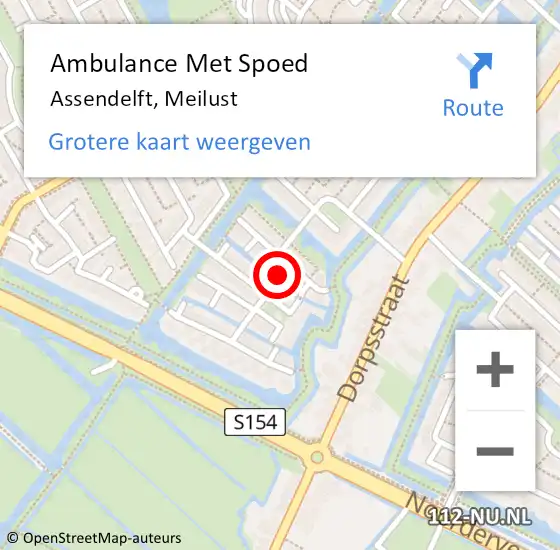 Locatie op kaart van de 112 melding: Ambulance Met Spoed Naar Assendelft, Meilust op 16 december 2024 02:26