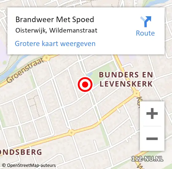 Locatie op kaart van de 112 melding: Brandweer Met Spoed Naar Oisterwijk, Wildemanstraat op 16 december 2024 02:30