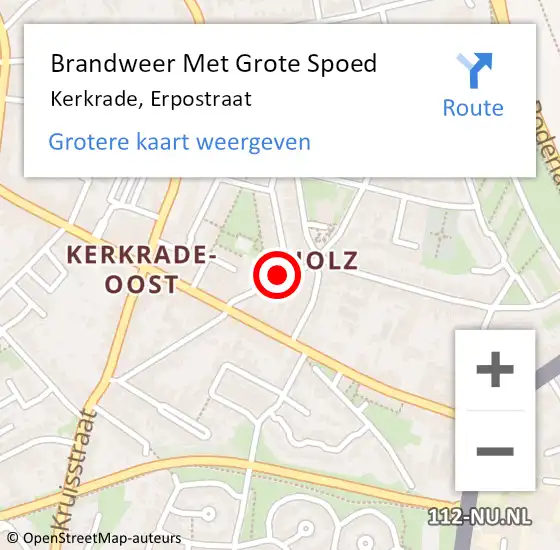 Locatie op kaart van de 112 melding: Brandweer Met Grote Spoed Naar Kerkrade, Erpostraat op 16 december 2024 03:17