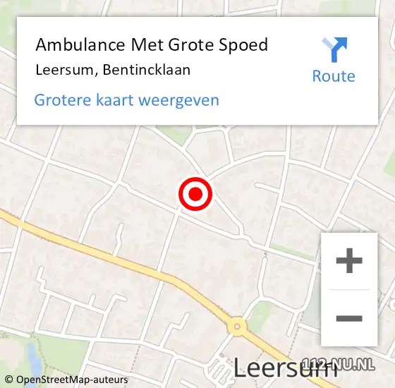 Locatie op kaart van de 112 melding: Ambulance Met Grote Spoed Naar Leersum, Bentincklaan op 30 oktober 2014 14:07