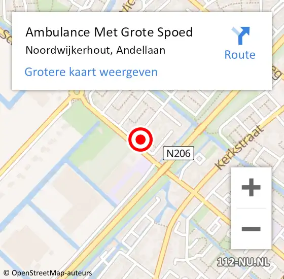 Locatie op kaart van de 112 melding: Ambulance Met Grote Spoed Naar Noordwijkerhout, Andellaan op 16 december 2024 04:00