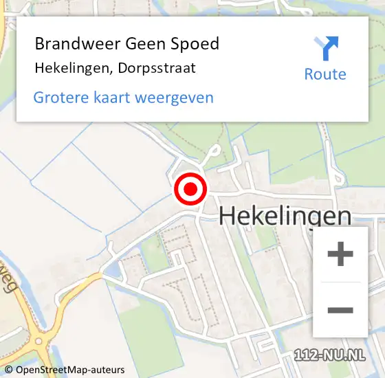 Locatie op kaart van de 112 melding: Brandweer Geen Spoed Naar Hekelingen, Dorpsstraat op 16 december 2024 04:04