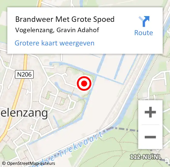 Locatie op kaart van de 112 melding: Brandweer Met Grote Spoed Naar Vogelenzang, Gravin Adahof op 16 december 2024 04:06