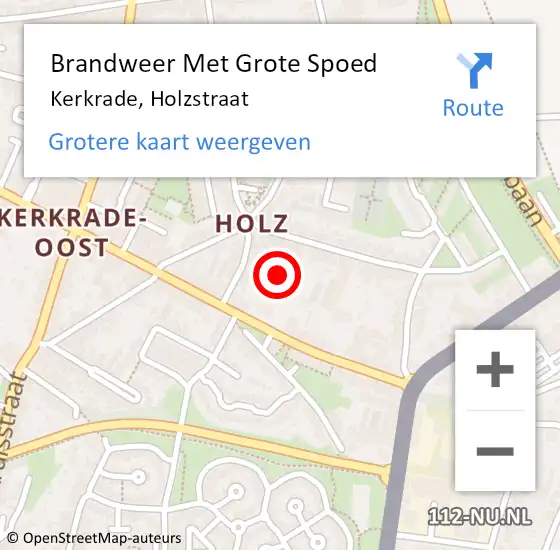 Locatie op kaart van de 112 melding: Brandweer Met Grote Spoed Naar Kerkrade, Holzstraat op 16 december 2024 04:25