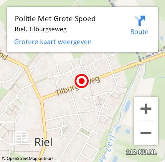 Locatie op kaart van de 112 melding: Politie Met Grote Spoed Naar Riel, Tilburgseweg op 16 december 2024 04:33