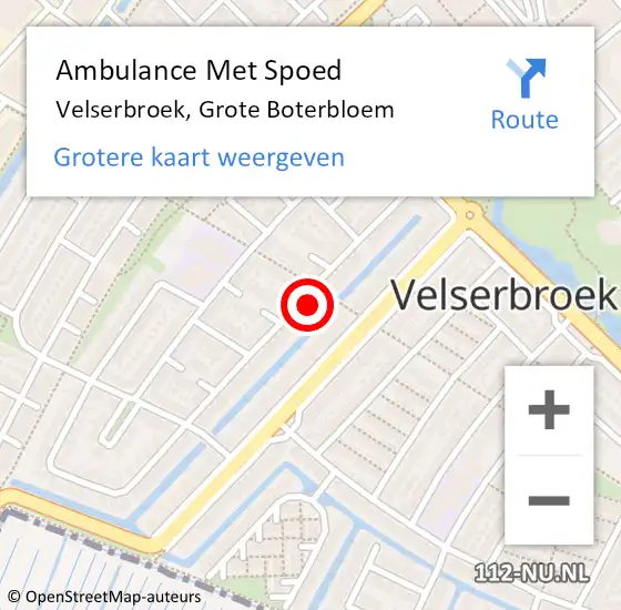 Locatie op kaart van de 112 melding: Ambulance Met Spoed Naar Velserbroek, Grote Boterbloem op 16 december 2024 05:53