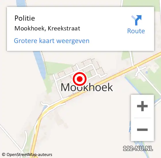 Locatie op kaart van de 112 melding: Politie Mookhoek, Kreekstraat op 16 december 2024 07:51