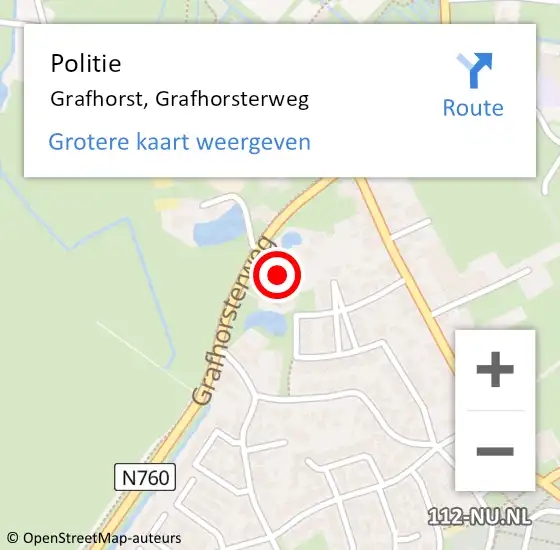 Locatie op kaart van de 112 melding: Politie Grafhorst, Grafhorsterweg op 16 december 2024 07:51