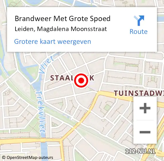 Locatie op kaart van de 112 melding: Brandweer Met Grote Spoed Naar Leiden, Magdalena Moonsstraat op 16 december 2024 08:04