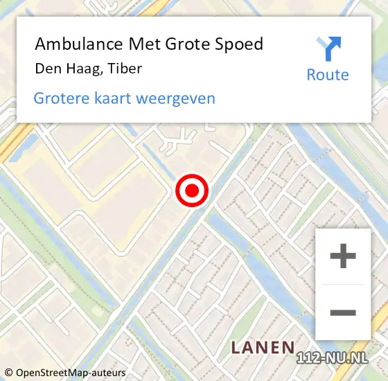 Locatie op kaart van de 112 melding: Ambulance Met Grote Spoed Naar Den Haag, Tiber op 16 december 2024 08:13