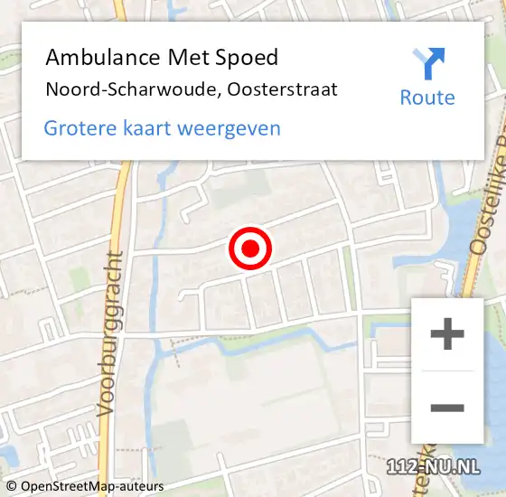 Locatie op kaart van de 112 melding: Ambulance Met Spoed Naar Noord-Scharwoude, Oosterstraat op 16 december 2024 08:14