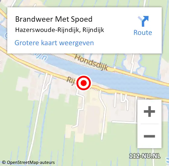 Locatie op kaart van de 112 melding: Brandweer Met Spoed Naar Hazerswoude-Rijndijk, Rijndijk op 16 december 2024 08:40