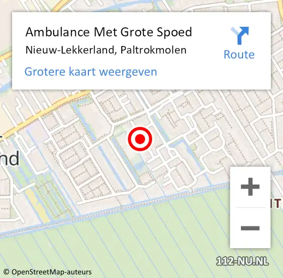 Locatie op kaart van de 112 melding: Ambulance Met Grote Spoed Naar Nieuw-Lekkerland, Paltrokmolen op 16 december 2024 08:58