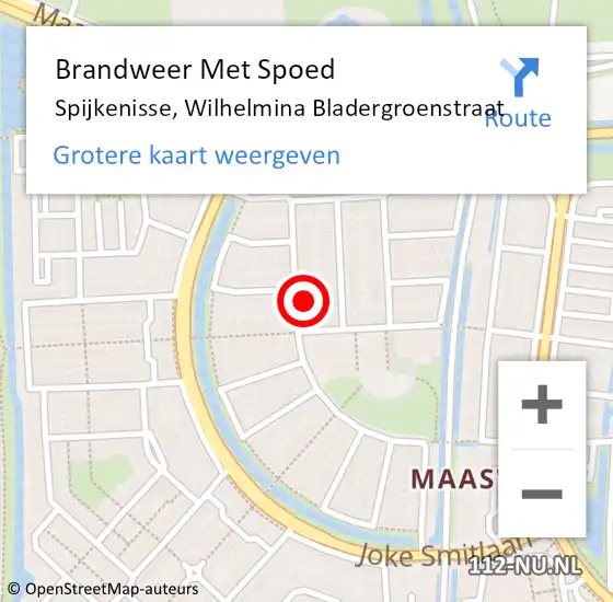 Locatie op kaart van de 112 melding: Brandweer Met Spoed Naar Spijkenisse, Wilhelmina Bladergroenstraat op 16 december 2024 09:04