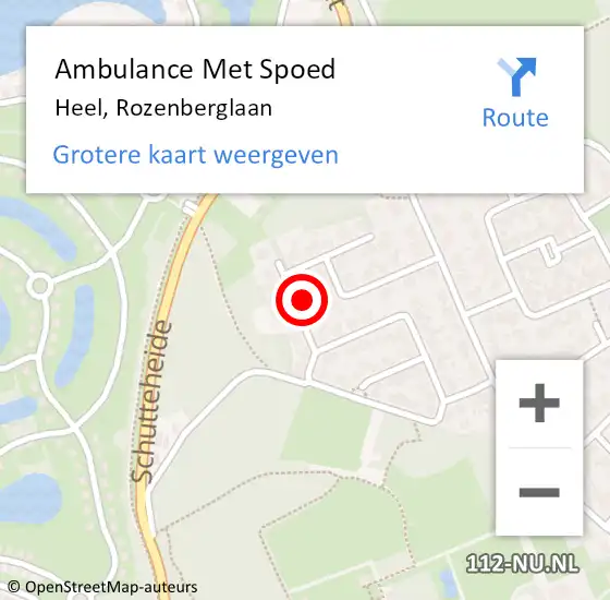 Locatie op kaart van de 112 melding: Ambulance Met Spoed Naar Heel, Rozenberglaan op 30 oktober 2014 14:25