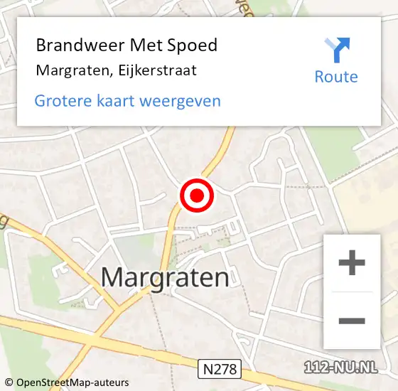 Locatie op kaart van de 112 melding: Brandweer Met Spoed Naar Margraten, Eijkerstraat op 16 december 2024 09:46