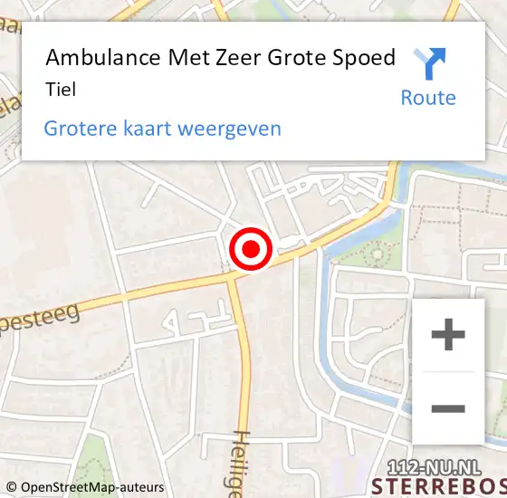 Locatie op kaart van de 112 melding: Ambulance Met Zeer Grote Spoed Naar Tiel op 16 december 2024 10:02