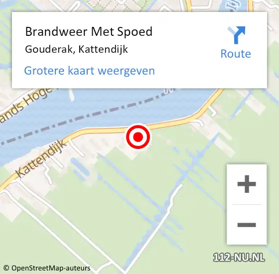 Locatie op kaart van de 112 melding: Brandweer Met Spoed Naar Gouderak, Kattendijk op 30 oktober 2014 14:31