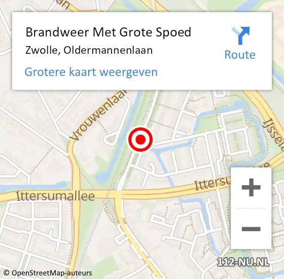 Locatie op kaart van de 112 melding: Brandweer Met Grote Spoed Naar Zwolle, Oldermannenlaan op 30 oktober 2014 14:32