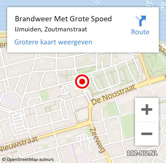 Locatie op kaart van de 112 melding: Brandweer Met Grote Spoed Naar IJmuiden, Zoutmanstraat op 16 december 2024 10:48